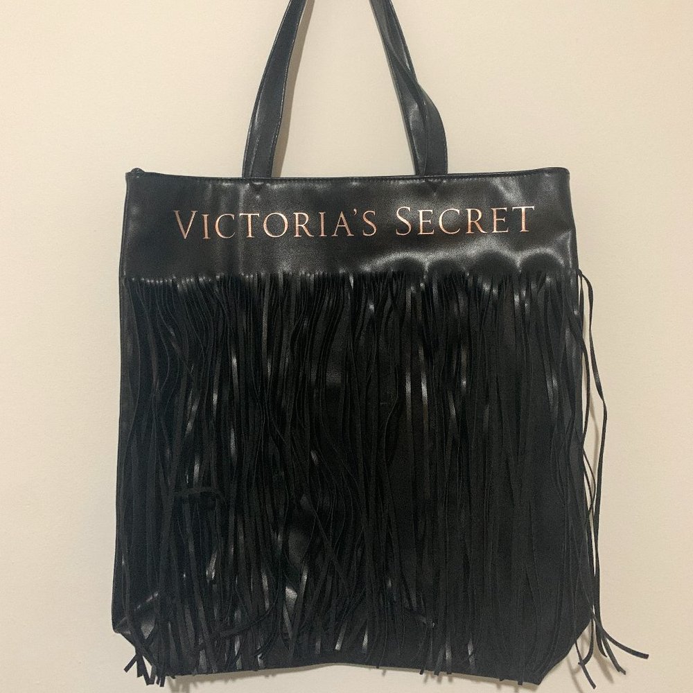 Victoria's Secret Large Black Tote w/ Fringe Bag